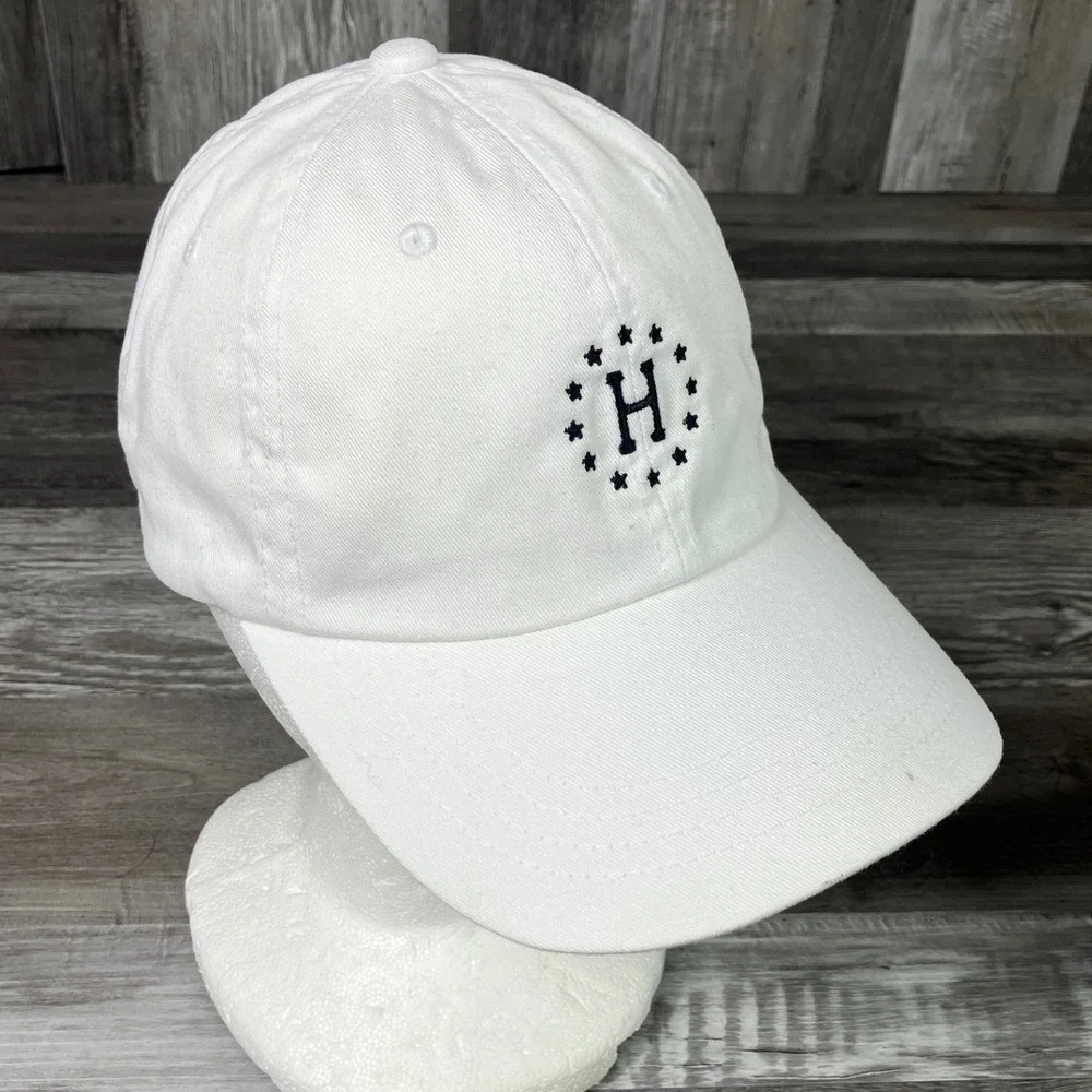 HUF Worldwide White Cotton Dad Hat Adjustable Strapback Star H Logo Cap VN114910